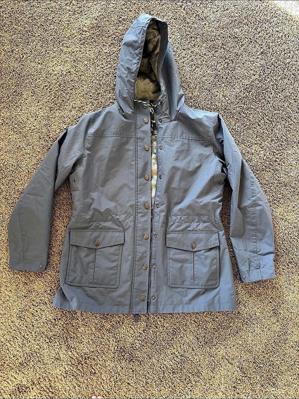 Natural Reflections Hooded Utility Jacket Dusty Blue/Gray Large Like New